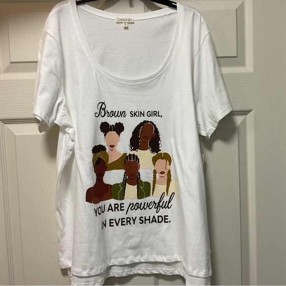 NWT DESIREE Brown Skin Girl You Are Powerful In Every Shade Girls T-Shirt Sz 1X - Picture 7 of 7